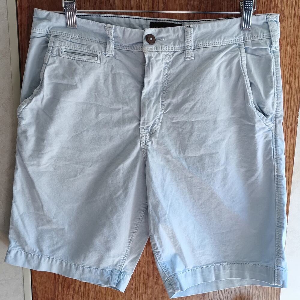 AE Next Level Flex Shorts 31 Stretch Casual Athleisure 9 Inseam Mens Baby Blue